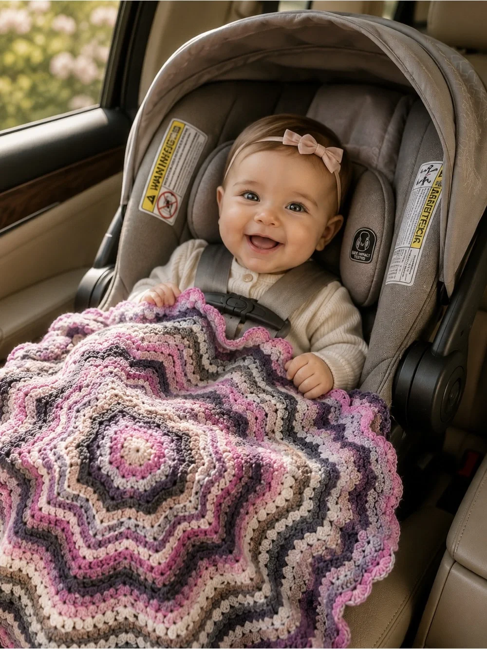 Handmade Circular Crochet Wool Ripple  Multicolor Afghan Throw Blanket # 0715269